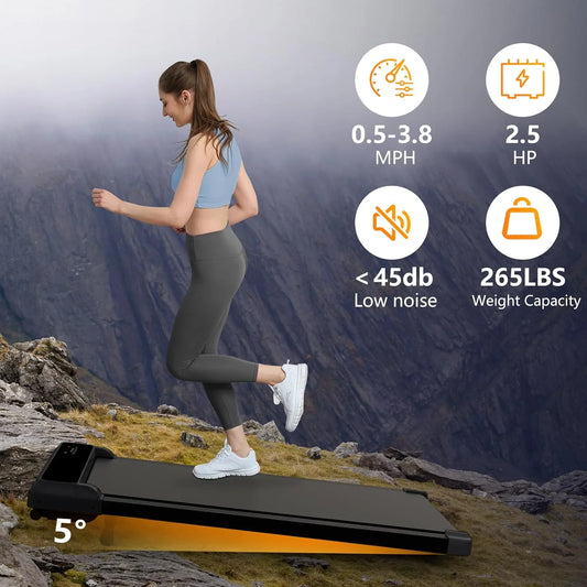 JURITS Walking Pad 2 in 1 for Walking and Jogging, Under Desk Treadmill for Home Office with Remote Control, Portable Walking Pad Treadmill Under Desk, Desk Treadmill in LED Display,Black