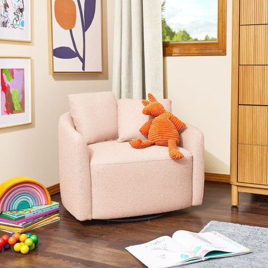 Beautiful Drew Kids Accent Chair by Drew Barrymore, Cornflower Bouclé Fabric