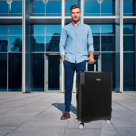 World Traveler Dejuno Monarch 30-Inch Polycarbonate Spinner Luggage - Black