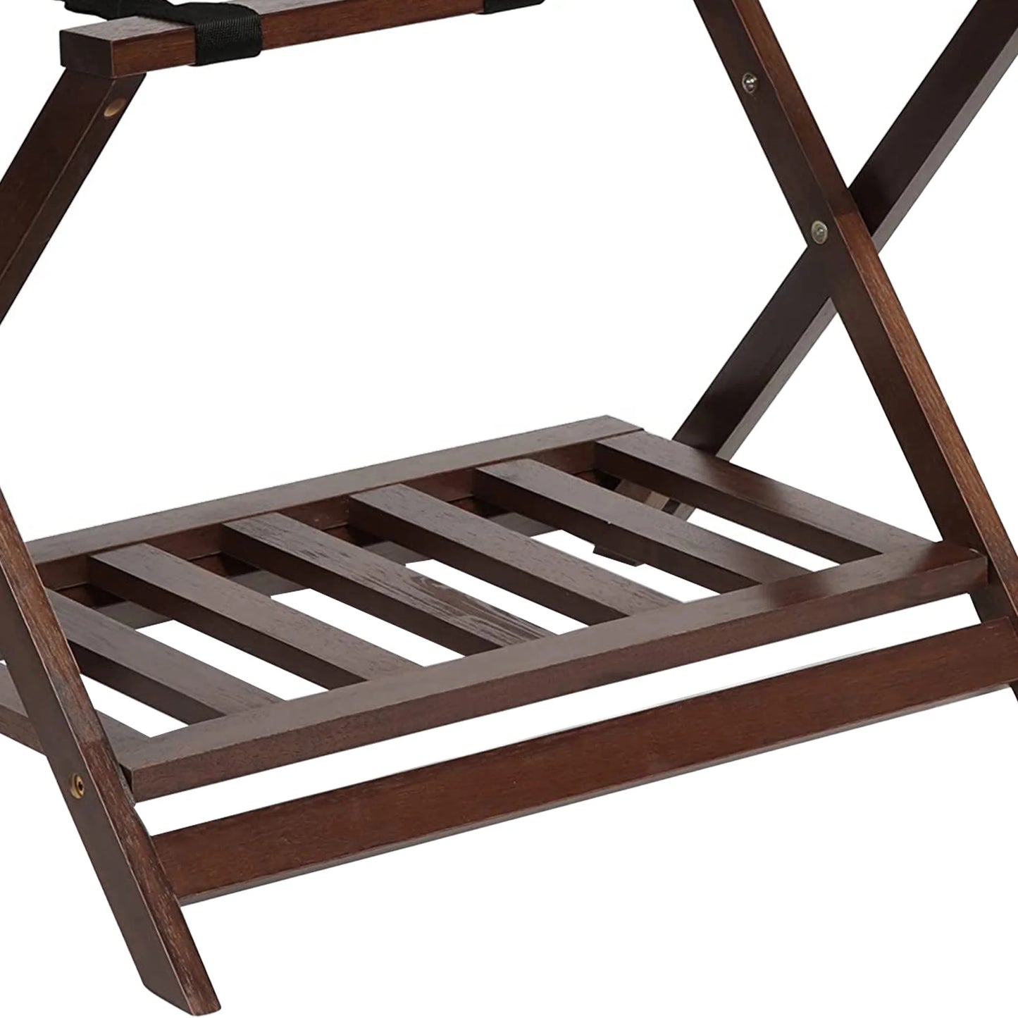 PJ Wood Hotel Style Wood Folding Suitcase Luggage Rack w/Shelf, (2 Pack)