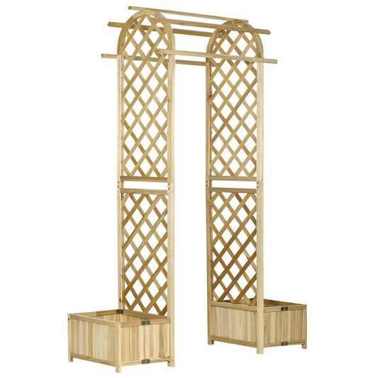Outsunny 17.25" Wooden Wedding Arch, Garden Arch Arbor for Climbing Plants & Trellis Design for Vines, Ceremony, Party, Backdrop, Natural
