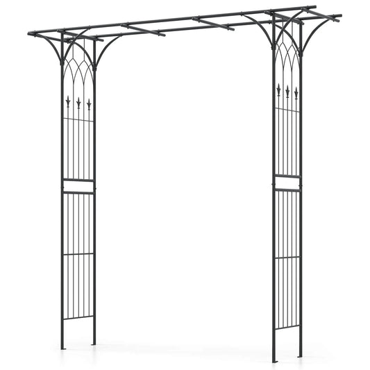 Costway Garden Wedding Rose Arch Pergola Archway Flowers Climbing Plants Trellis Metal