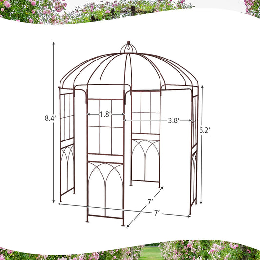 Gymax Birdcage Shape Garden Arbor Pergola Climbing Plants Stand Rack for Wedding Party