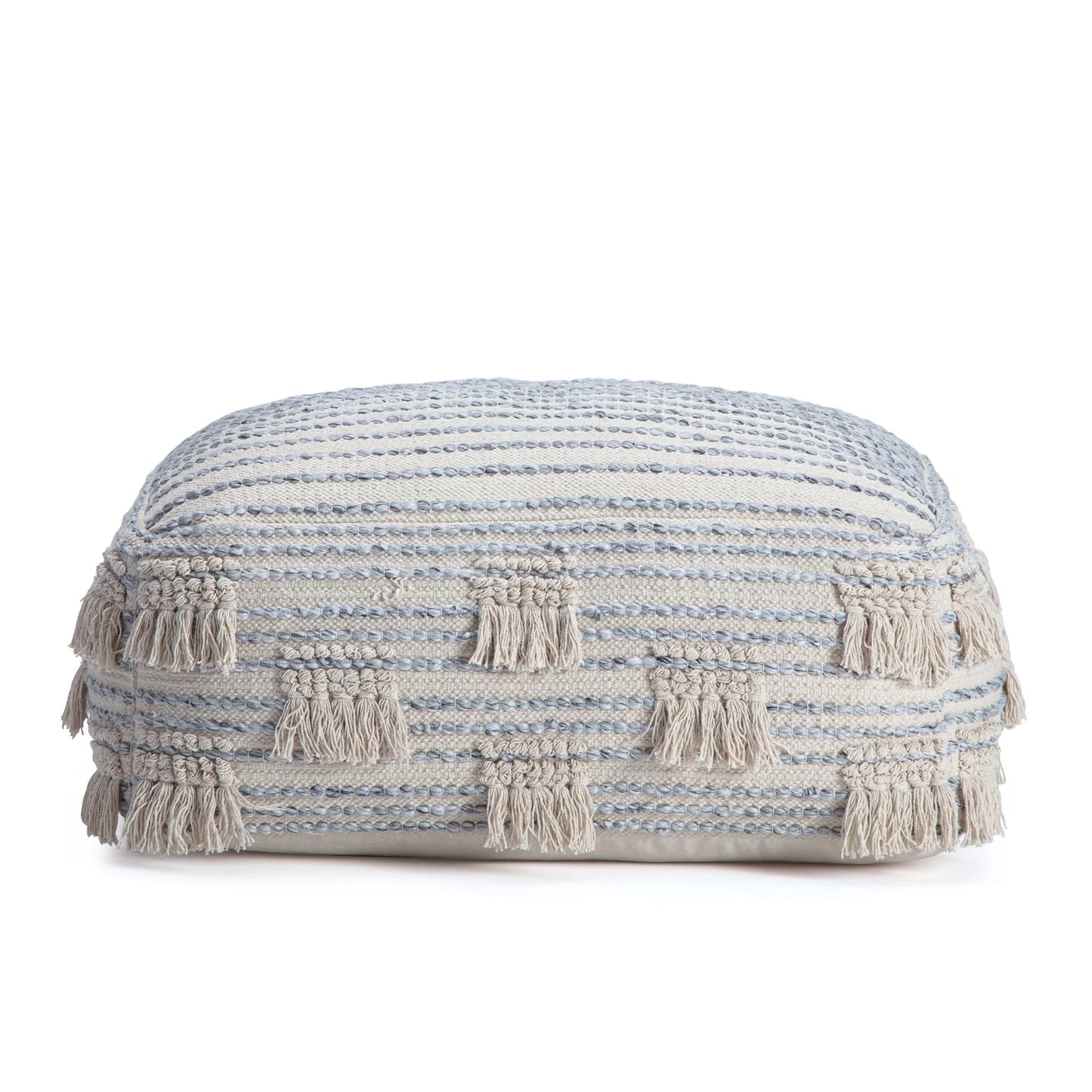 Anji Mountain Beige Cotton Polyester Square Poufs