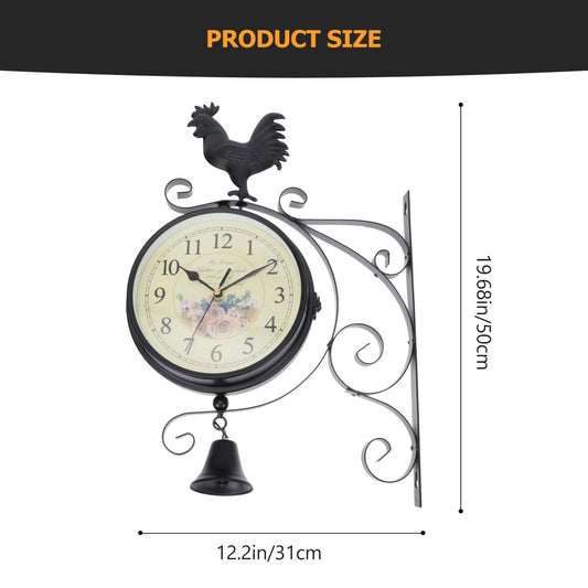 Homemaxs 1Pc Wall Clock Wall Hanging Clock Iron Art Hanging Clock Double Sided Clock