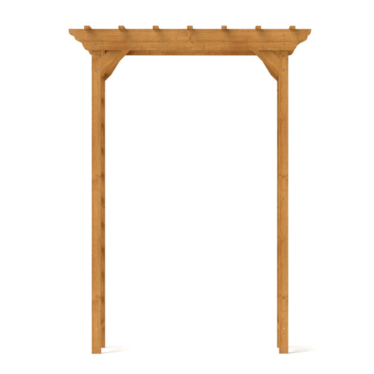 CAMSCH 85'' Premium Outdoor Wooden Arbor Arch with Trellis, Straight top, Pergola Arch for Climbing Plants, Wood Garden Yard Lattice, Wedding Arch for Ceremony, 63''(L) x 26''(W) x 85''(H)