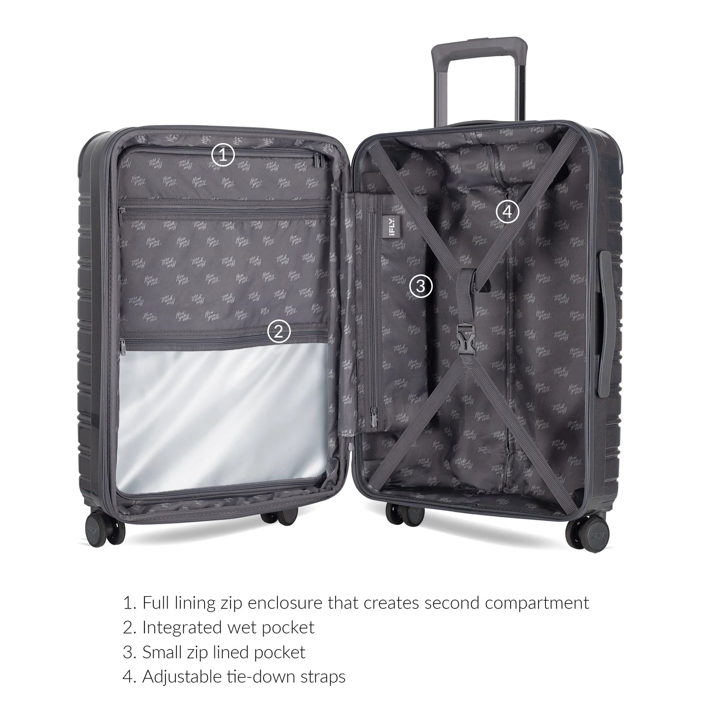 iFLY Hardside Fibertech 3.0 2 Piece Set, 20" Carry-on and 28" Checked Luggage, Gadget Gray