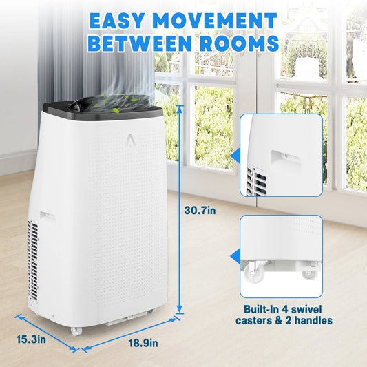 Lumiparty 14000 BTU Portable Air Conditioner with Remote Control, Cools up to 750 Sq.ft,3-in-1 Portable AC w/Dehumidifier, Fan & Sleep Mode, for Home Office, Black