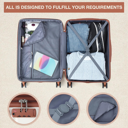 Danolapsi Luggage Sets 5 Piece Suitcases with Spinner Wheels,Womens Luggage Sets Carry on Bag Set,Hardside Carry On Suitcase Sets with Tsa Locks Duffel Bag,Travel Luggage