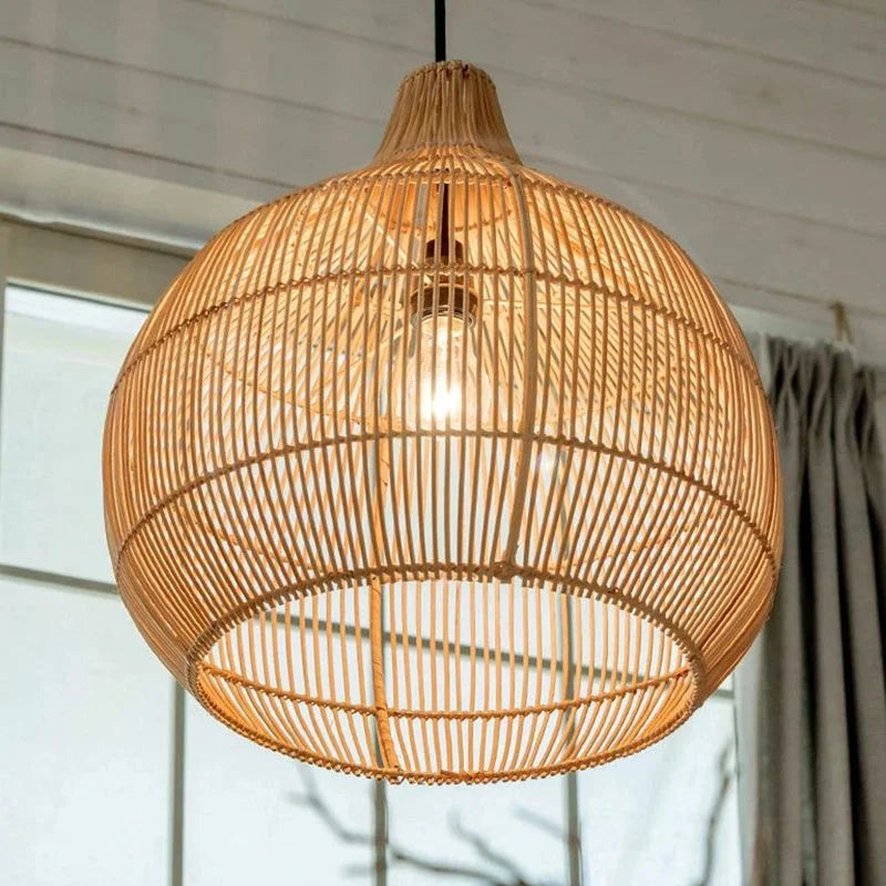 Arturesthome Boho Home Decor Kitchen Island Rattan Bamboo Pendant Light Basket Weave Linear Chandelier