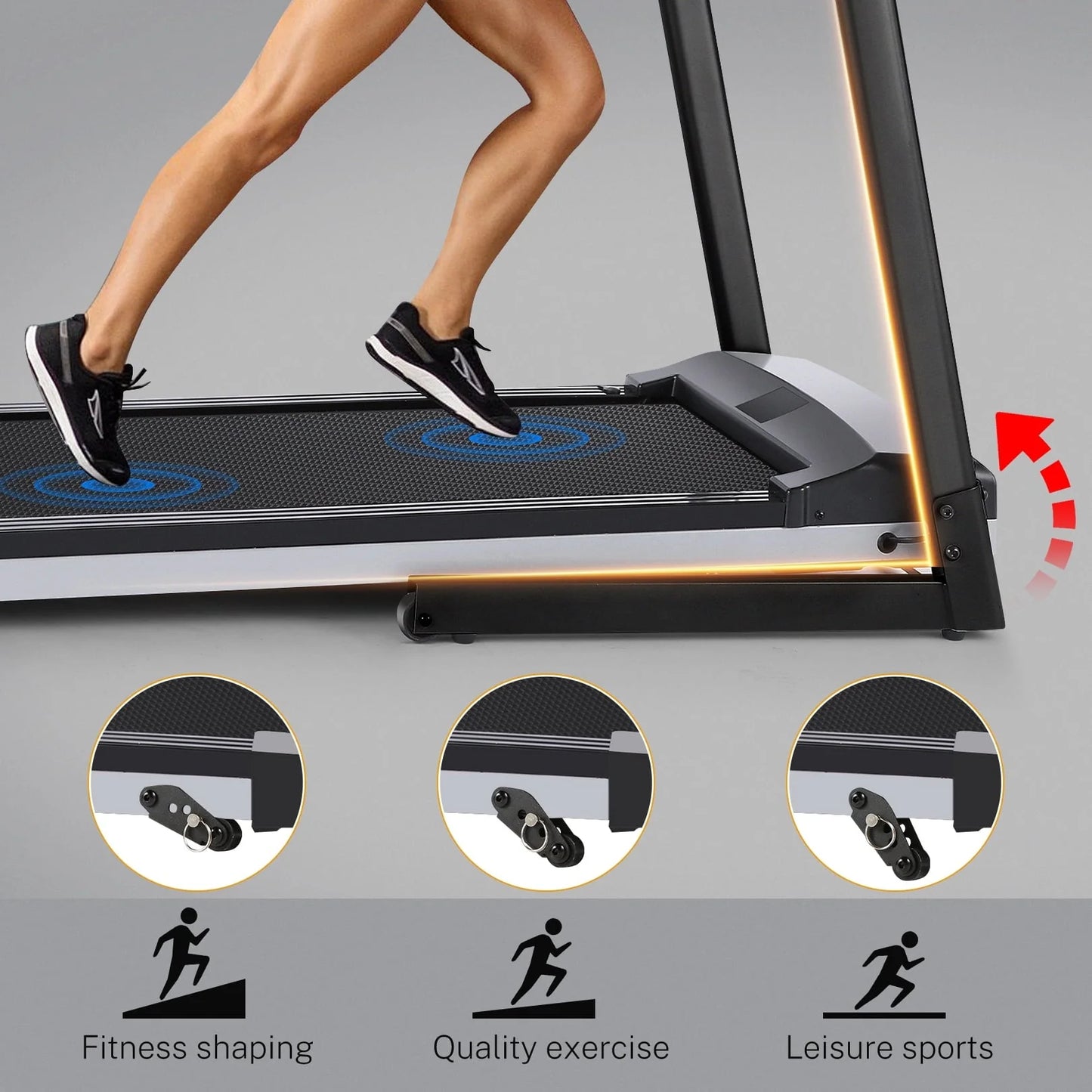 Tikmboex Electric Motorized Treadmill with 3 Incline Levels 3.25HP Brushless Motor WiFi Connection and APP Control for Home Office Walking Running