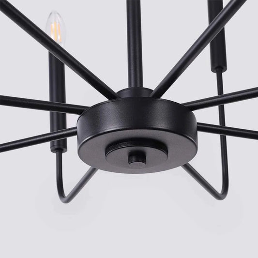 Briignite 8-Light Matte Black Finish Chandelier,Rustic Farmhouse Candle Dining Room Light Fixture, Hanging for Kitchen Island, Foyer, Living Room, Bedroom
