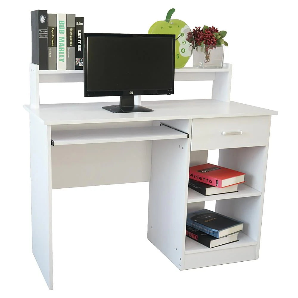 Winado Computer Desk Home Office Workstation Laptop Study Table with Drawer Keyboard Tray, White