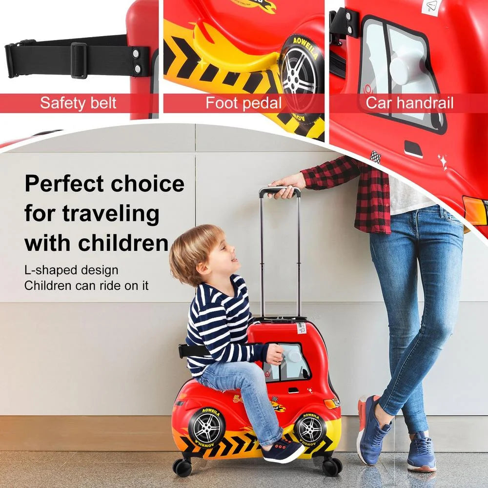 Xianers Ride on Suitcase for Kids 24 in Carry-On Luggage Red Car Cabin Case with Wheels Cabin Luggage with Safety Belt for Kid Boy Aged 6-12 Years Old expert