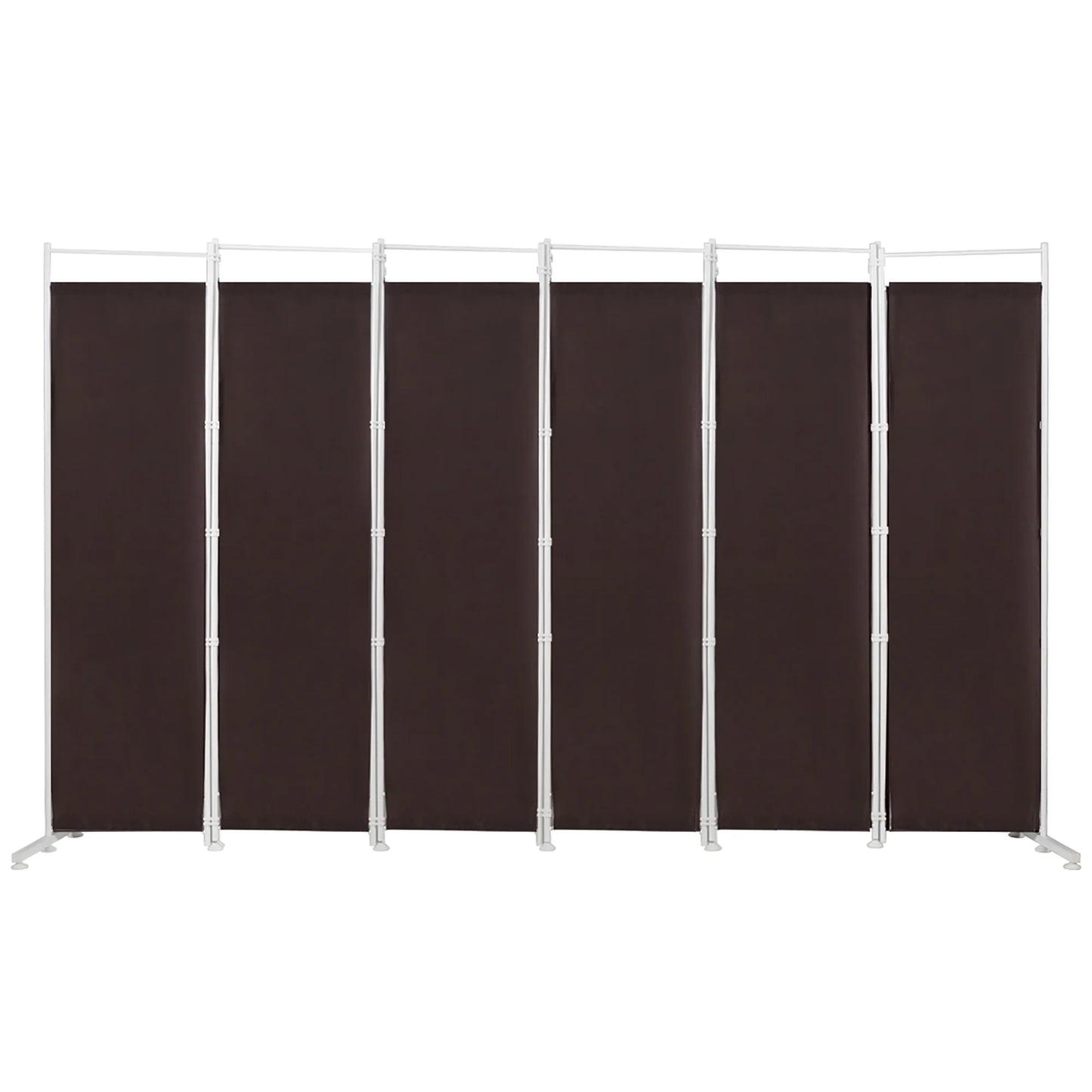 Costway 6-Panel Room Divider Folding Privacy Screen w/Steel Frame Decoration Brown