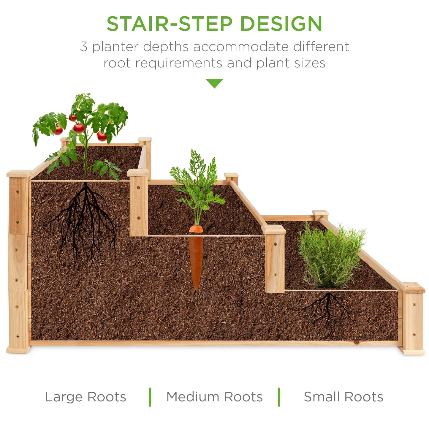 Best Choice Products 3-Tier Fir Wood Raised Garden Bed Planter for Plants, Vegetables, Outdoor Gardening - Gray
