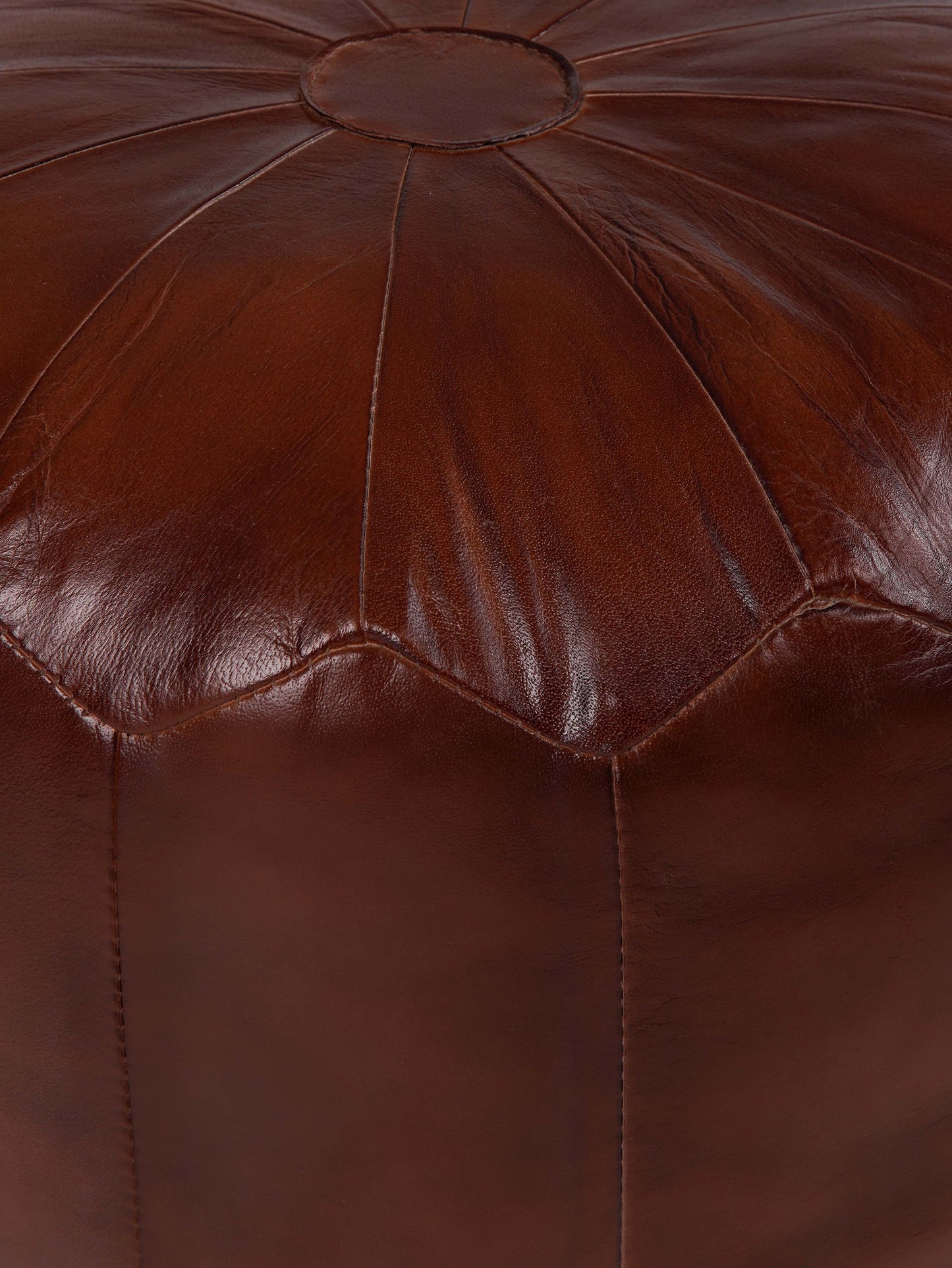 BBH Homes Handmade Solid Black 14x14x14 Inch Goat Leather Pouf For Living Room, Indoor WABBBACPF12SC