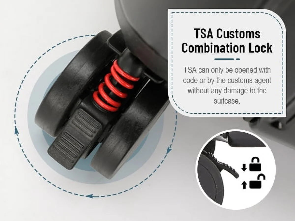 22 Inch TSA Lock Luggage with for Kids& Adult,Check in Lockable Spinner Wheels Free Luggage Cover and Safety Seatbelt Travel Suitcase