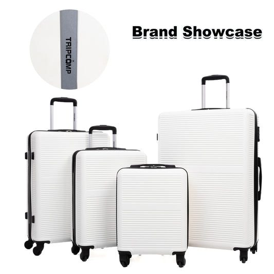 Tripcomp 7-Piece Hardside Luggage Set with TSA Lock Lightweight ABS+PC Suitcase (16/20/24/28 Inch) with 360° Silent Spinner Wheels, Duffel Bag and 2 Packing Cubes (White)