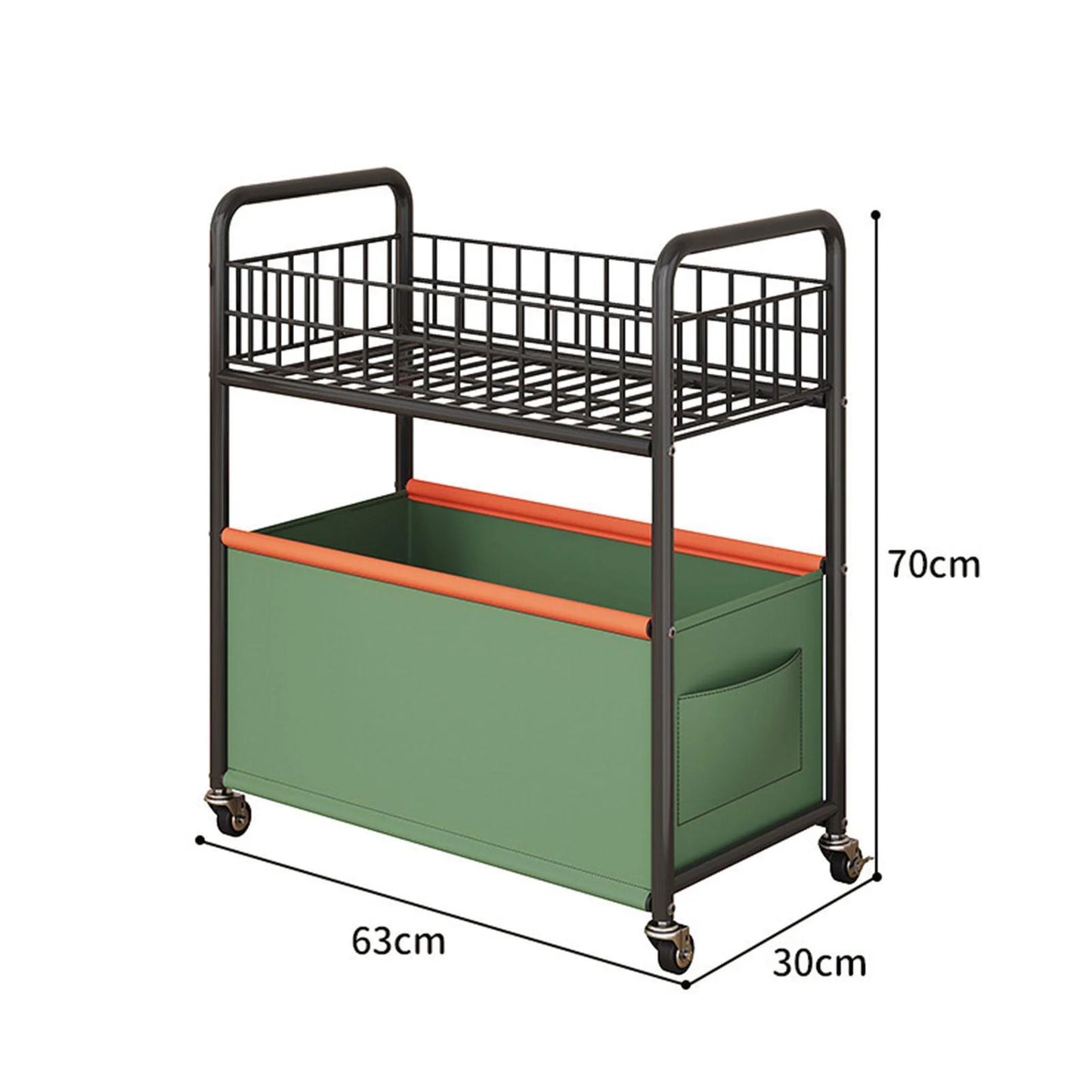 Cuticate 2-tier Rolling Utility Cart Movable Rolling Cart for Nursery Playroom Office Large