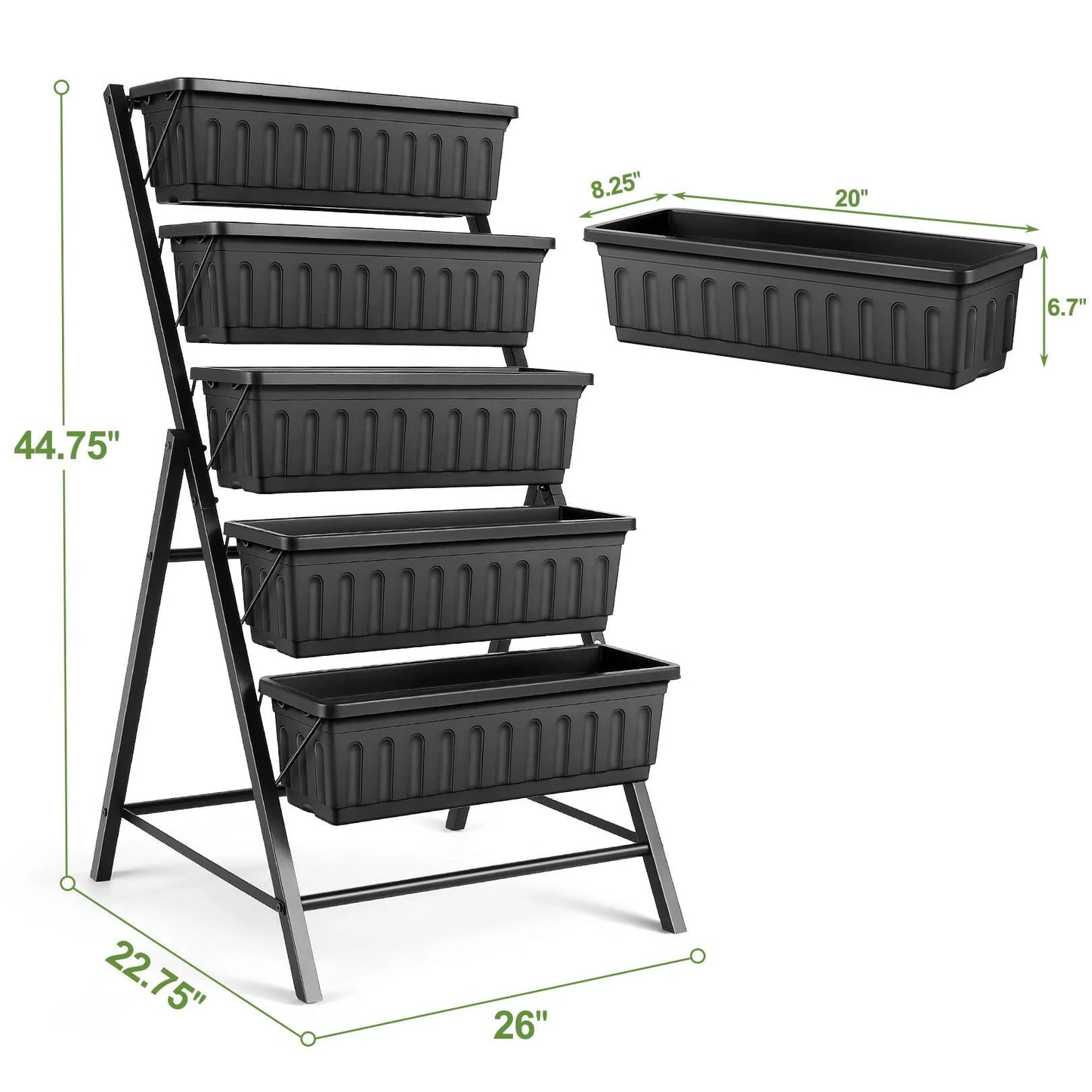 SEJOV 4 ft Vertical Garden 5-Tier Raised Garden Bed Planter Box for Patio Balcony Flower Herb Freestanding Garden Planter - 26 in× 22.75 in× 44.75 in