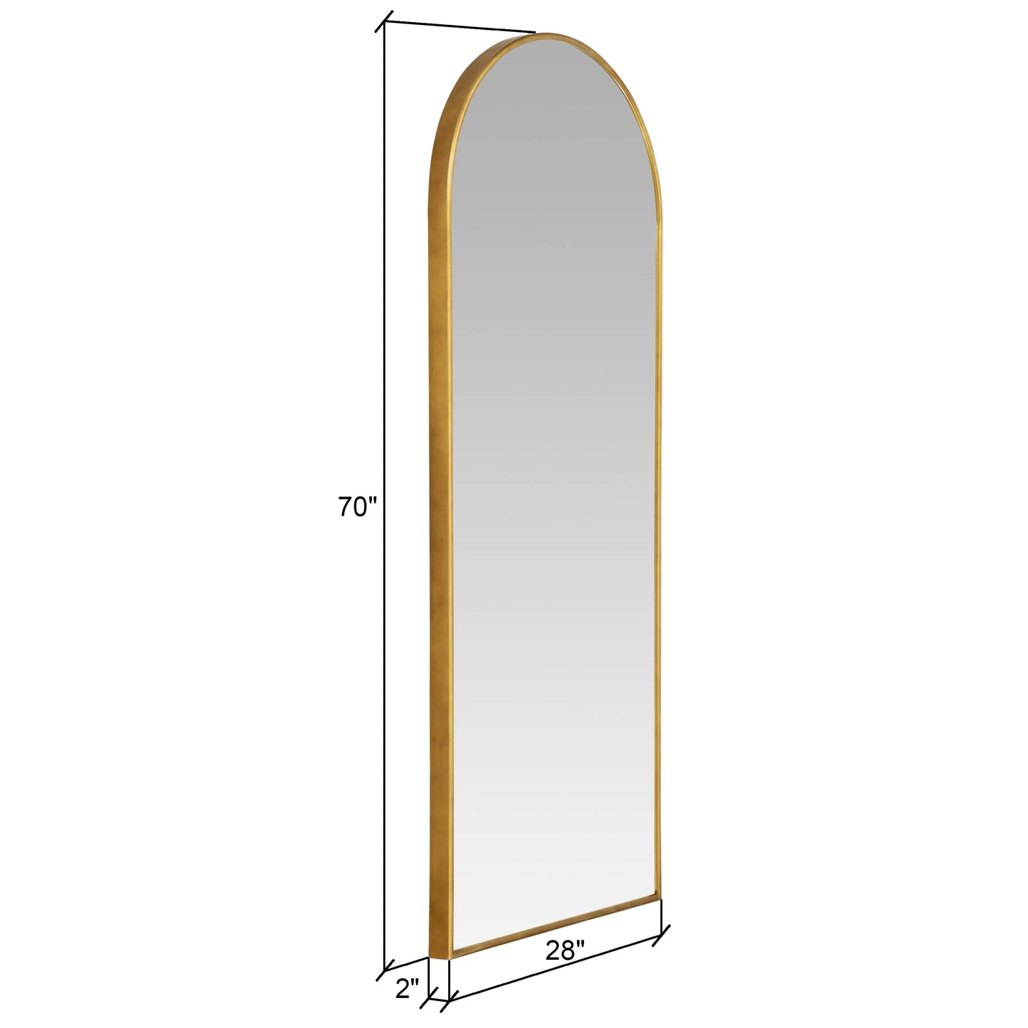 Nadia Arch Gold Metal 70"x28" Modern Floor Mirror