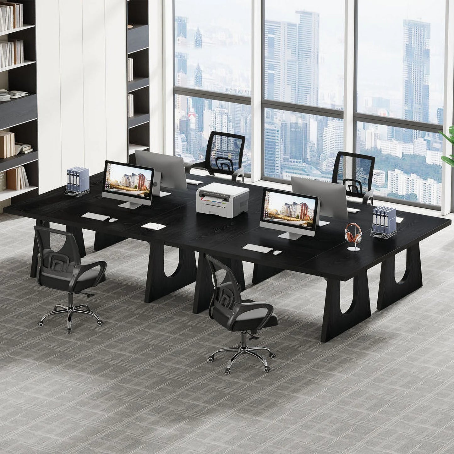 Tribesigns 70.9-Inch Executive Desk, Computer Office Desk, Modern Simple Desk with Large Desktop, Writing Desk Workstation Business Furniture for Home Office, Study, Metal Frame, Oak and Black