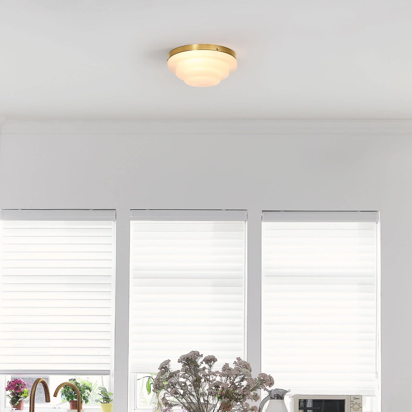 Globe Electric 91005474 Devo 2 Light 12" Wide Flush Mount Ceiling Fixture - Brass