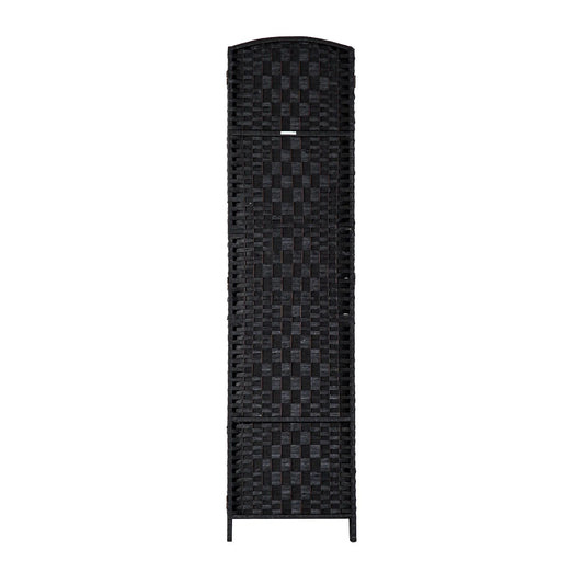 HomCom 6' Tall Wicker Weave 3 Panel Room Divider Privacy Screen - Black Wood