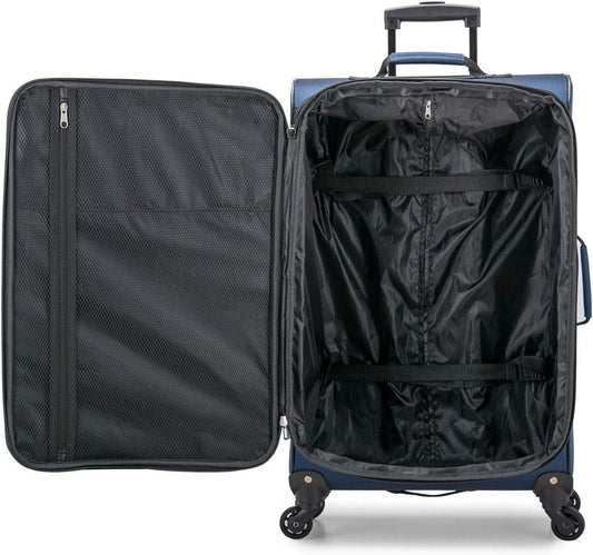 U.S. Traveler Aviron Bay Expandable Softside Luggage Set with Spinner Wheels, Navy, 2-Piece (23/31)