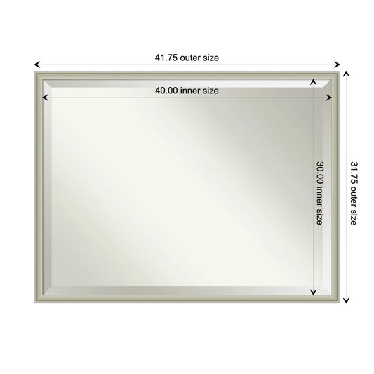 Amanti Art Florence Silver Beveled Wall Mirror 31.75 x 41.75 in.