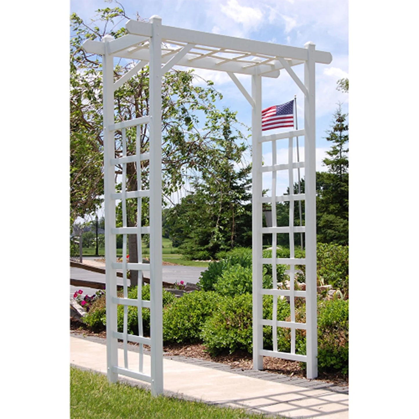 DYUKFG Elmwood Arbor 57"x84" White PVC Outdoor Garden Arch with Lattice Trellis Weather-Resistant, Easy Assembly, Ideal for Climbing Plants, Weddings & Backyard Decor