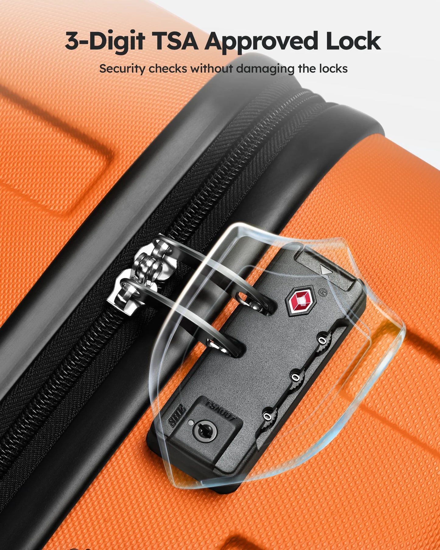 luggage sets 2 piece(20,28 inch) ABS hard suitcase with wheels and TSA lock travel set,orange