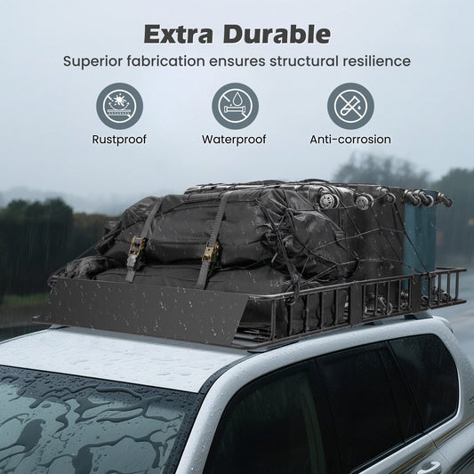 Naipo Roof Rack Cargo Basket,500 lb,64"x39"x6"Extendable Roof Luggage Holder Rack with 4 U-Bolts for SUV/RV,Camping