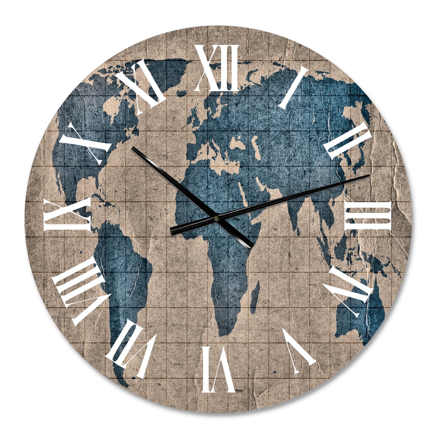 Designart 'Ancient Map Of The World I' Rustic Wall Clock