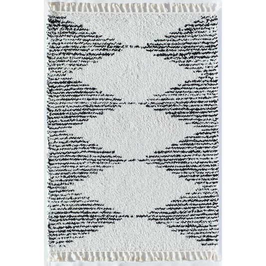 Rugs America Moon Collection MS30A Moroccan Tribal Heath White Area Rug, 8'0"x10'0"