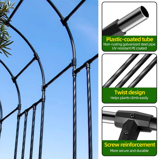 Garden Arch Trellis - Length: 126in, Height: 94.5in Garden Arch Arbor Trellis for Climbing Plants Outdoor - Garden Arch for Lawn, Party, Ceremony Wedding Decoration