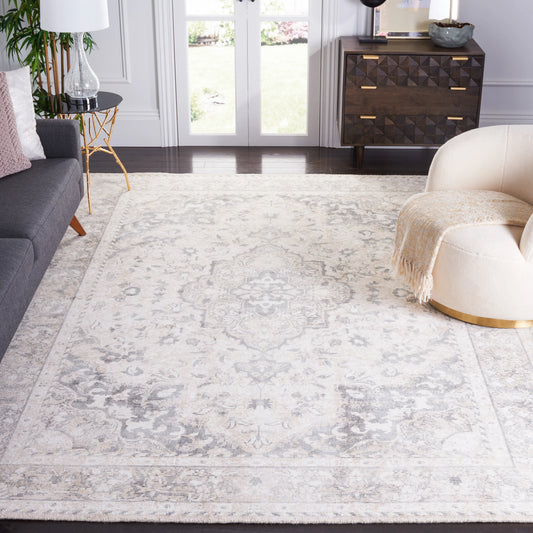 SAFAVIEH Restoration Vintage April Medallion Area Rug, Grey/Ivory, 8' x 10'