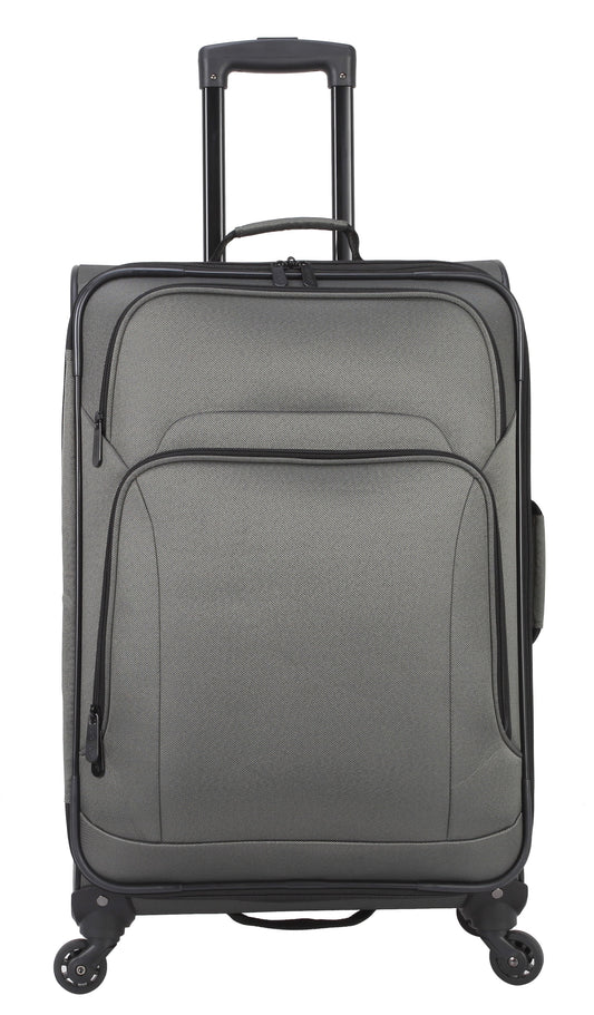 Protege 5 Piece Spinner Luggage Set, Includes 28 in Checked, 24 in Checked Bags, 20 in Carry-on, 15 in Boarding Tote and Matching Utility Bag, All Ages, Grey