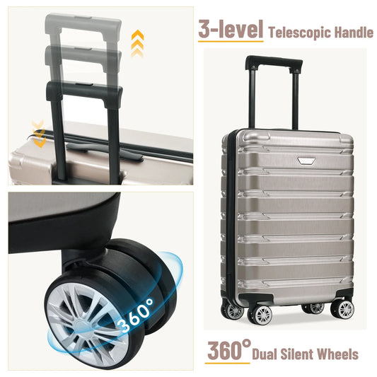 EUROCO 3 Piece Luggage Sets, ABS+PC Hardshell Suitcase with Spinner Wheels,Lightweight Durable Travel Suitcase Set for Men Women,Fog Gray