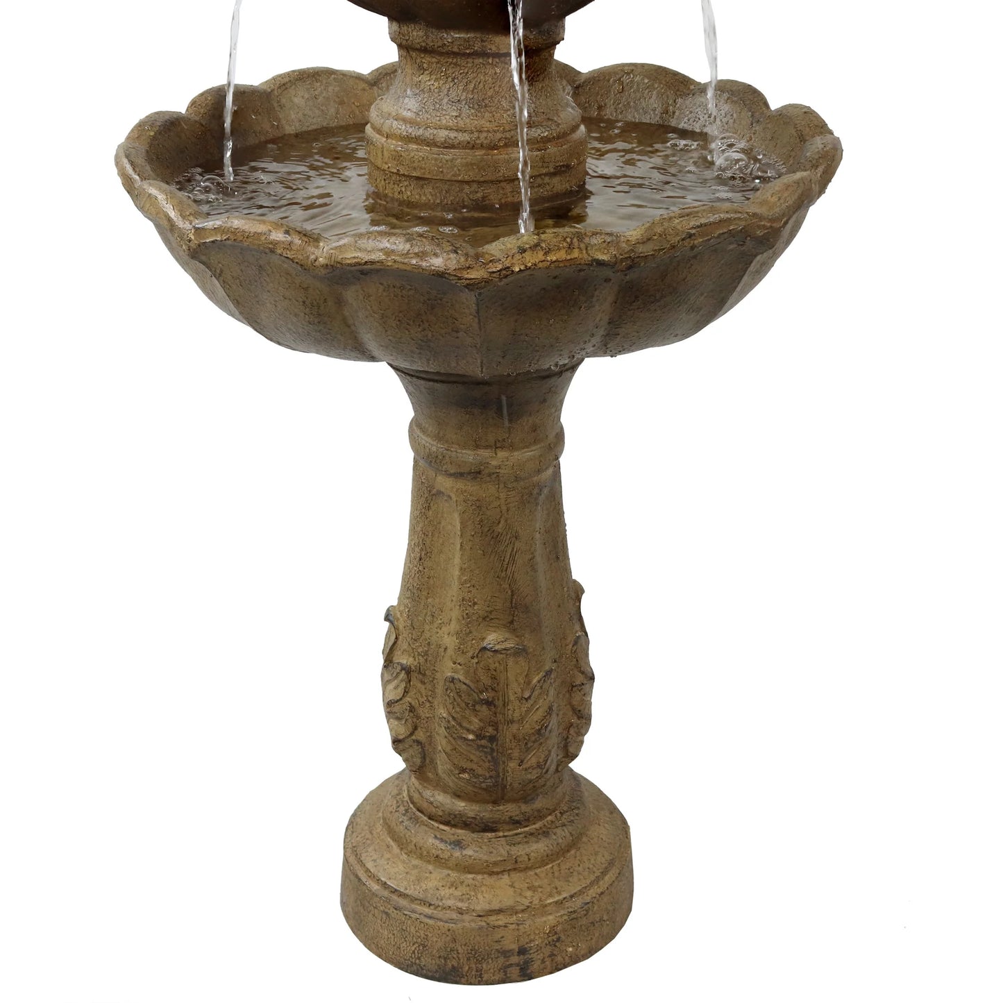 Sunnydaze Blooming Flower Light Brown Resin 2-Tier Outdoor Water Fountain