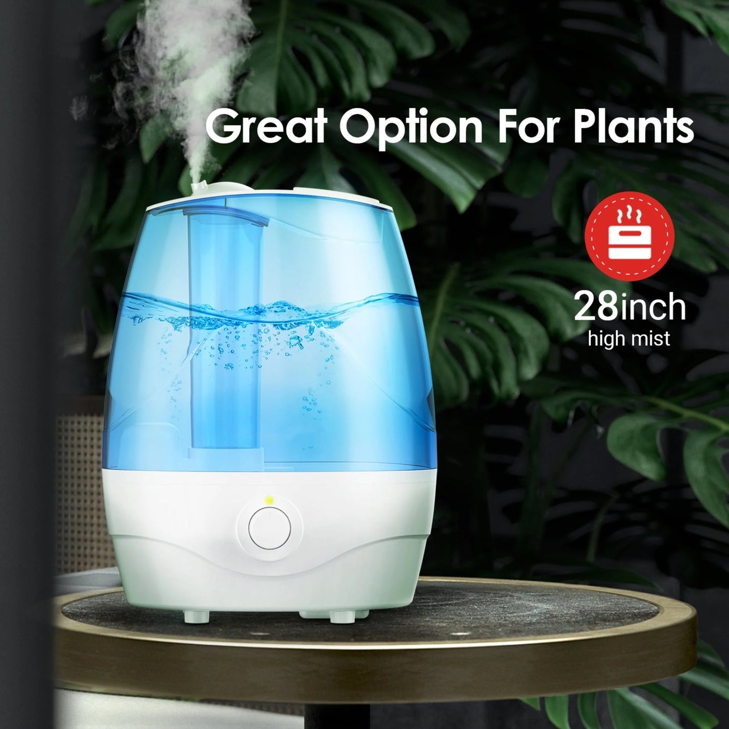Humidifiers for Bedroom Mideum Room Home, 3.2L Cool Mist Top Fill Ultrasonic Humidifier for Baby and Plants, with Aroma Pad , Auto Shut-off, White