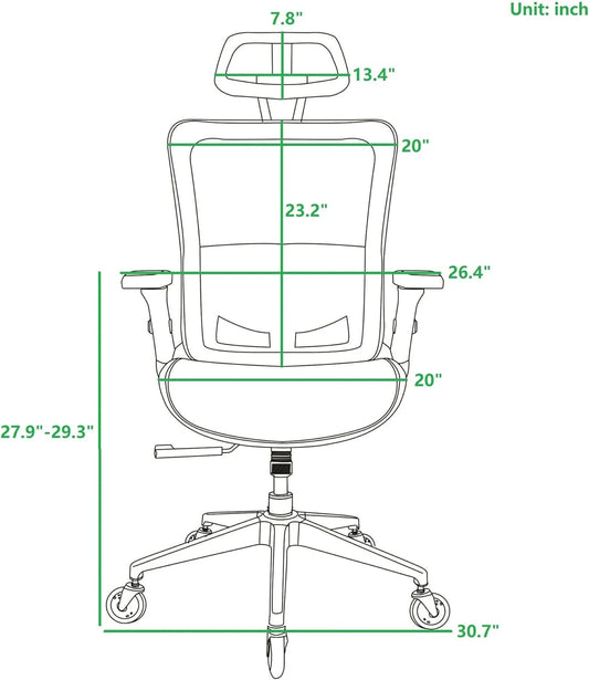 Criss Cross Chair with Wheels - Ergonomic Mesh Office Chair with Adjustable Headrest, Tilt Function, Lumbar Support, and Blade Wheels for Comfortable Home Office Desk Sitting (Black1)