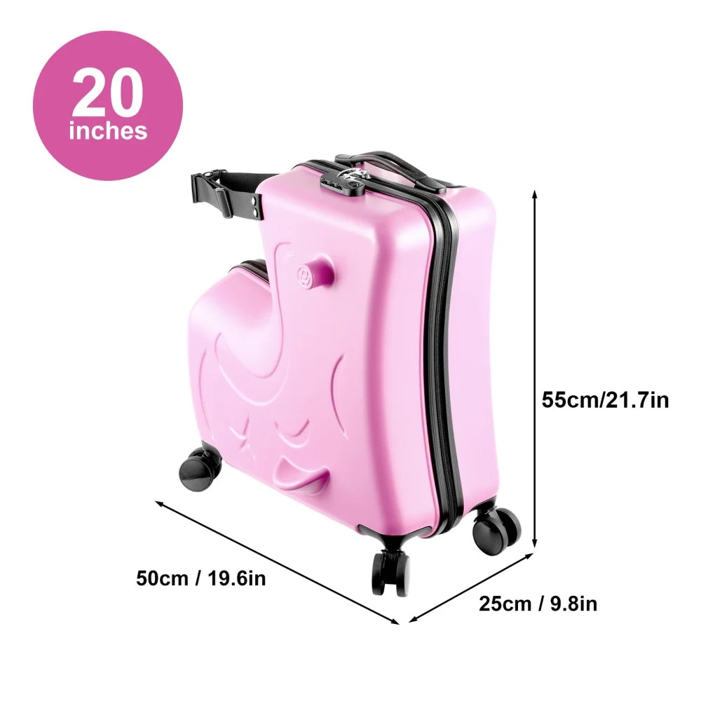 24 Inch Toddler Ride-On Luggage, Kids Travel Luggage with Wheels and Ergonomic Handle for Theme Parks and Daily Commutes (Blue)