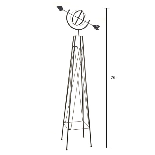 Panacea 86805 6 Ft Metal Garden Obelisk Trellis Sculpture with Armillary Topper