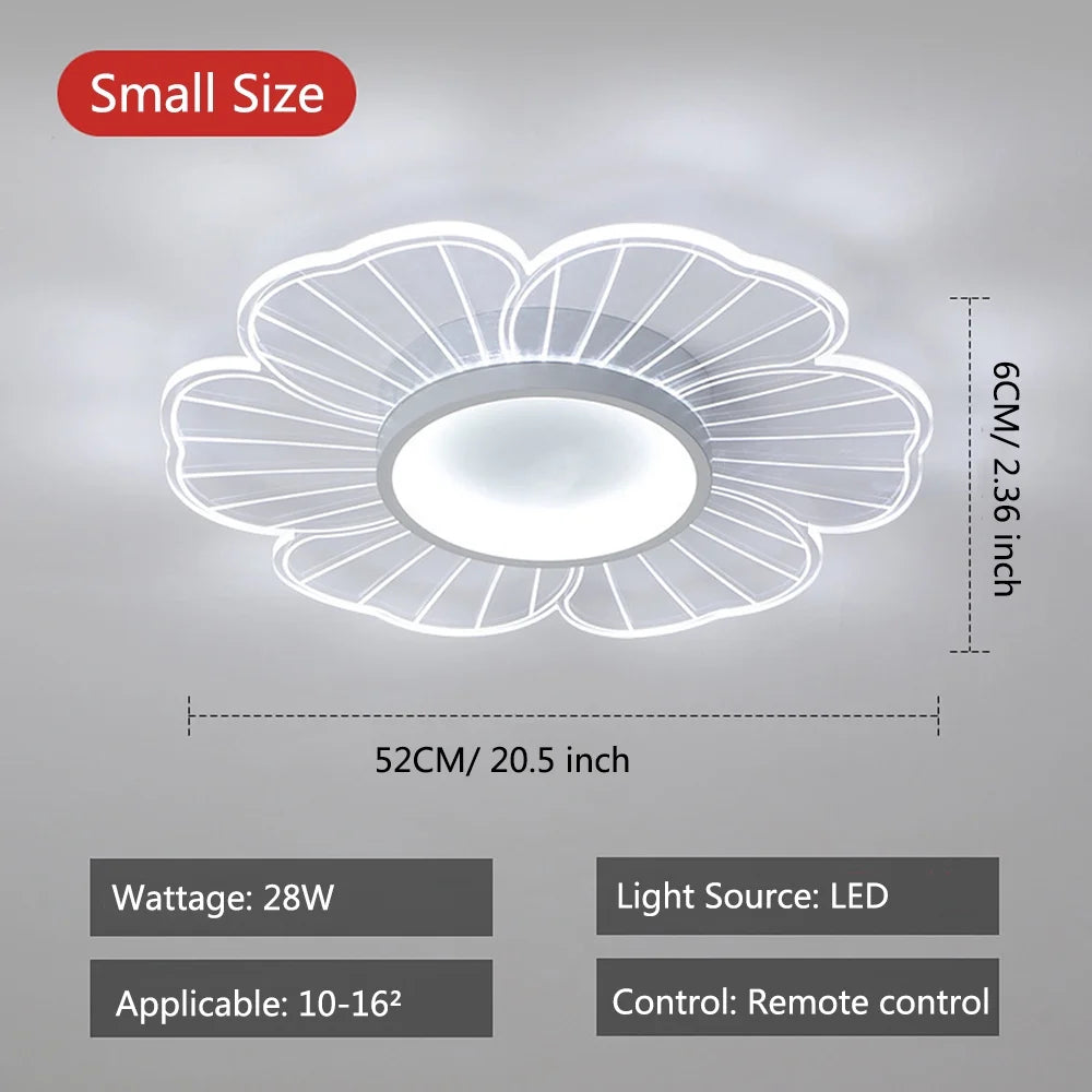 Modern LED Flush Mount Ceiling Light Fixture with Remote Control, Flower Shape Ceiling Light Dimmable LED Close to Ceiling Ligh, Elegant Home Ceiling Lamp for Bedroom Livingroom Dining Rooms