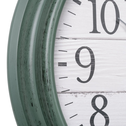 La Crosse Clock 15.75-inch Indoor/Outdoor Green Sagebrook Quartz Analog Clock with Temp, 404-3840SG