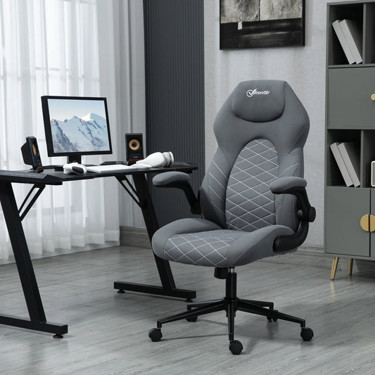 Vinsetto High Back Home Office Chair with Flip Up Armrests Dark Gray