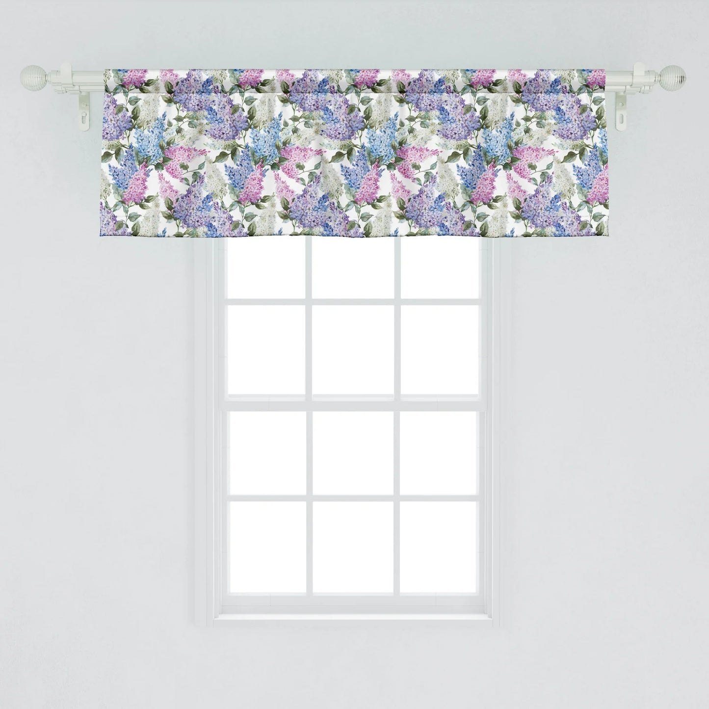 Lilac Window Valance Pack of 2, Colorful Lilac Flowers Budding Efflorescence Season Soulful Spring in the Country, Rod Pocket Curtain Valances Kitchen Bedroom, 2 Sizes, Multicolor, by Ambesonne
