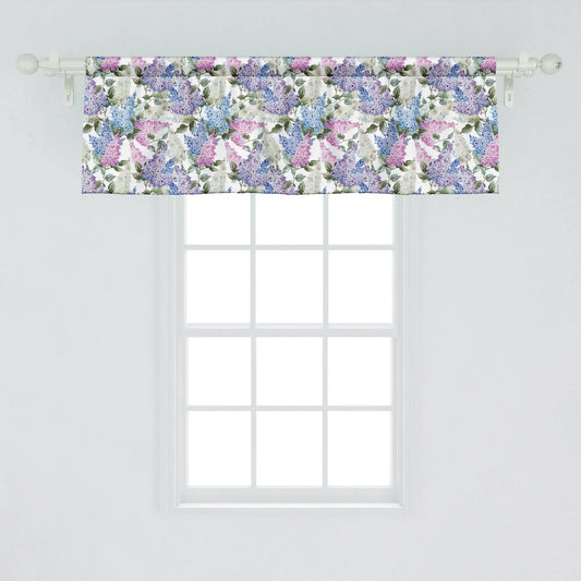 Lilac Window Valance Pack of 2, Colorful Lilac Flowers Budding Efflorescence Season Soulful Spring in the Country, Rod Pocket Curtain Valances Kitchen Bedroom, 2 Sizes, Multicolor, by Ambesonne